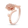 Thumbnail Image 2 of Enchanted Disney Belle 1/10 CT. T.W. Diamond Rose Bypass Ring in 10K Rose Gold