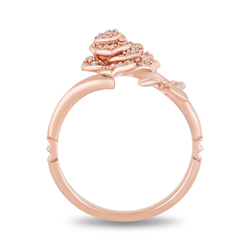 Main Image 3 of Enchanted Disney Belle 1/10 CT. T.W. Diamond Rose Bypass Ring in 10K Rose Gold