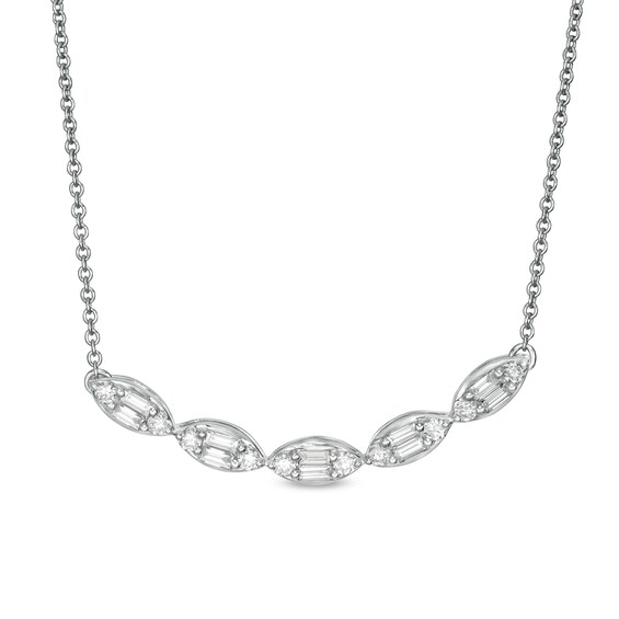 1/3 CT. T.w. Composite Marquise Diamond Five Stone Necklace in 10K White Gold
