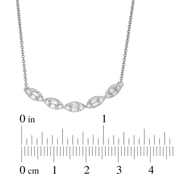 1/3 CT. T.w. Composite Marquise Diamond Five Stone Necklace in 10K White Gold