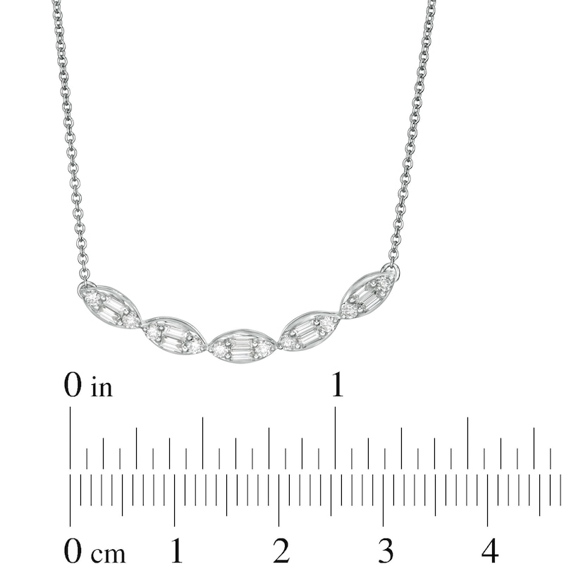 Main Image 3 of 1/3 CT. T.W. Composite Marquise Diamond Five Stone Necklace in 10K White Gold