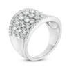 3/4 CT. T.W. Baguette and Round Diamond Multi-Row Concave Dome Ring in 10K White Gold