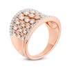 3/4 CT. T.W. Baguette and Round Diamond Multi-Row Concave Dome Ring in 10K Rose Gold