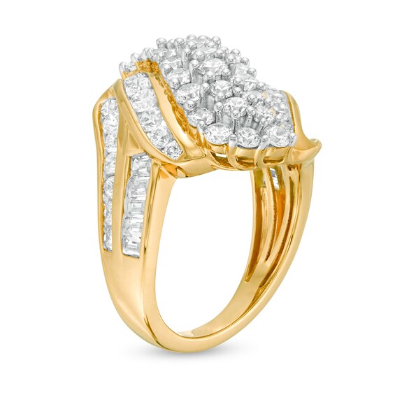 3 CT. T.w. Diamond Multi-Row Bypass Ring in 10K Gold