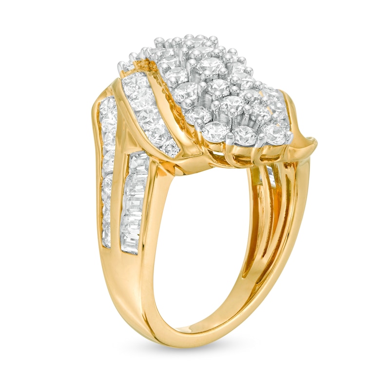 Main Image 3 of 3 CT. T.W. Diamond Multi-Row Bypass Ring in 10K Gold