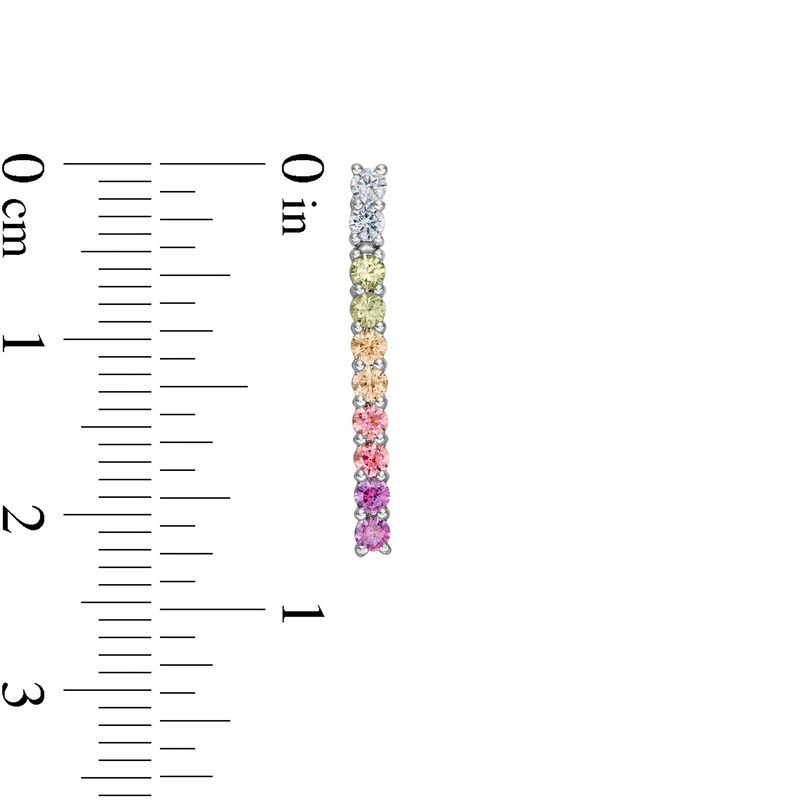 Main Image 3 of Simulated Light Multi-Color Sapphire Duos Linear Bar Drop Earrings in Sterling Silver