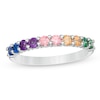 Simulated Multi-Color Sapphire Duos Band in Sterling Silver