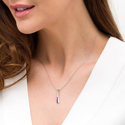 Sterling Silver Rhodium-Plated Multi-Color Synthetic CZ Cross Pendant Sterling Silver Rhodium-Plated Multi-Color Synthetic CZ Cross Pendant