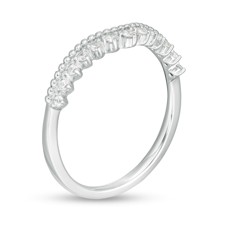 Main Image 3 of 1/6 CT. T.W. Diamond Beaded Edge Contour Anniversary Band in 14K White Gold