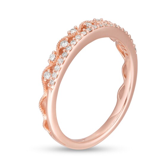 1/5 CT. T.w. Diamond Cascading Vintage-Style Stack Band in 10K Rose Gold