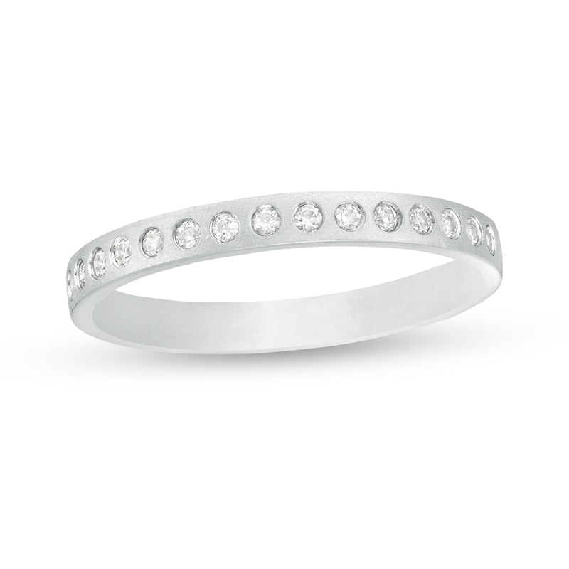 Main Image 1 of 1/6 CT. T.W. Diamond Satin Stackable Anniversary Band in 10K White Gold