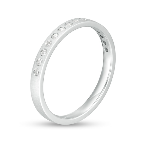 1/6 CT. T.W. Diamond Satin Stackable Anniversary Band in 10K White Gold 1/6 CT. T.W. Diamond Satin Stackable Anniversary Band in 10K White Gold