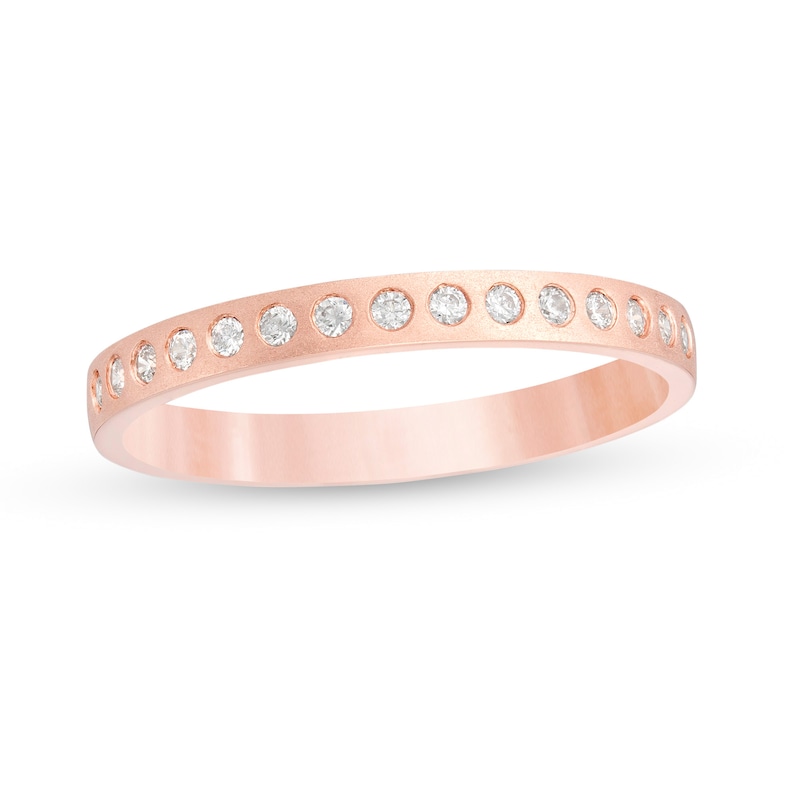 Main Image 1 of 1/6 CT. T.W. Diamond Satin Stackable Anniversary Band in 10K Rose Gold