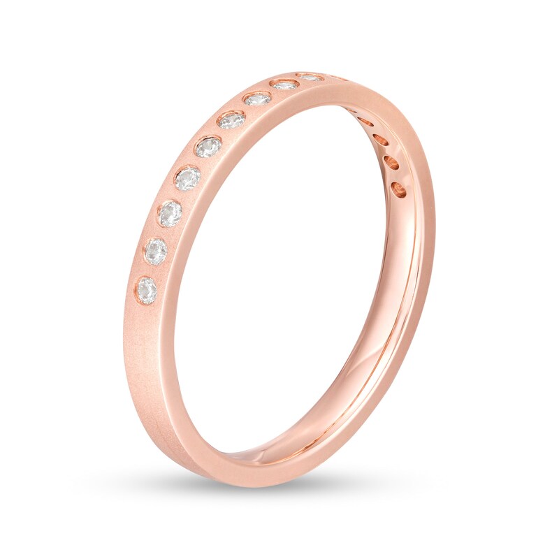 Main Image 3 of 1/6 CT. T.W. Diamond Satin Stackable Anniversary Band in 10K Rose Gold