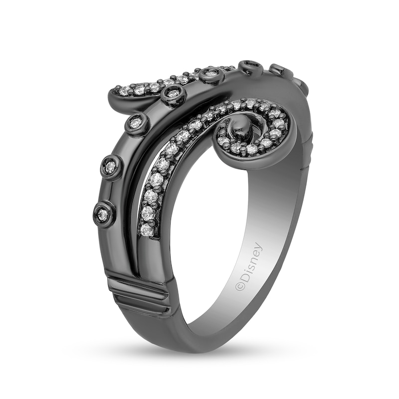 Main Image 2 of Enchanted Disney Villains Ursula 1/5 CT. T.W. Diamond Curled Tentacle Ring in Sterling Silver with Black Rhodium