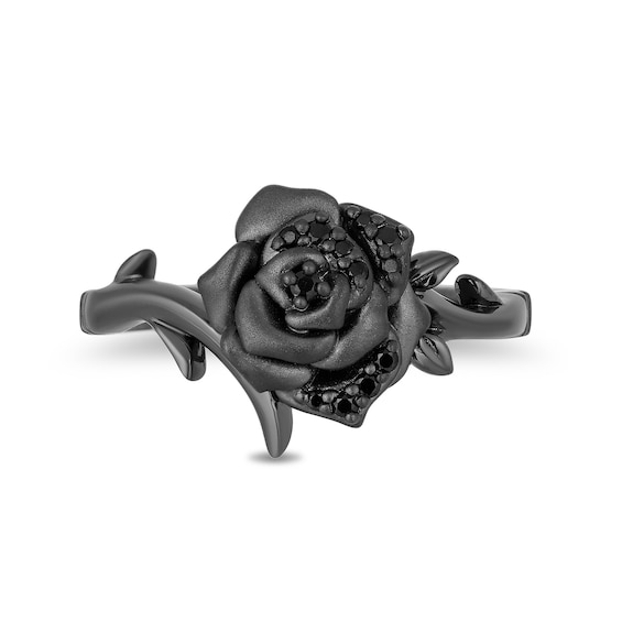 Enchanted Disney Villains Maleficent 1/10 CT. T.w. Black Diamond Ring in Sterling Silver and Black Rhodium - Size 7