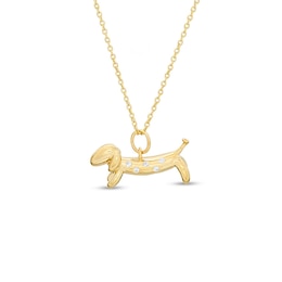1/20 CT. T.W. Diamond Dachshund Pendant in Sterling Silver with 14K Gold Plate