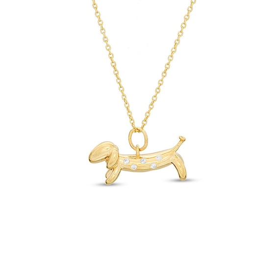1/20 CT. T.w. Diamond Dachshund Pendant in Sterling Silver with 14K Gold Plate