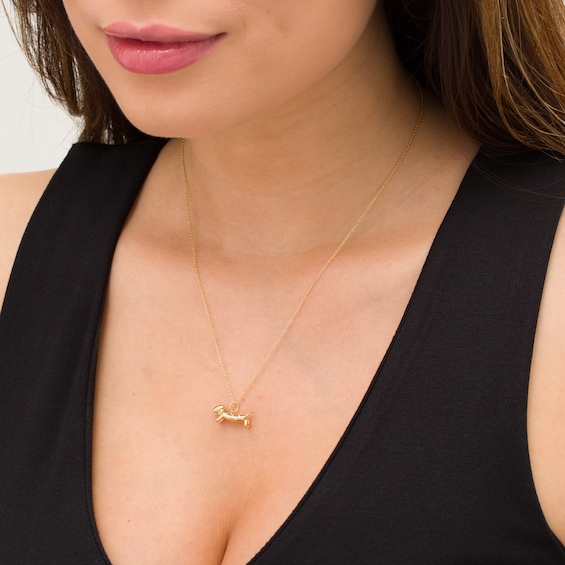 1/20 CT. T.w. Diamond Dachshund Pendant in Sterling Silver with 14K Gold Plate