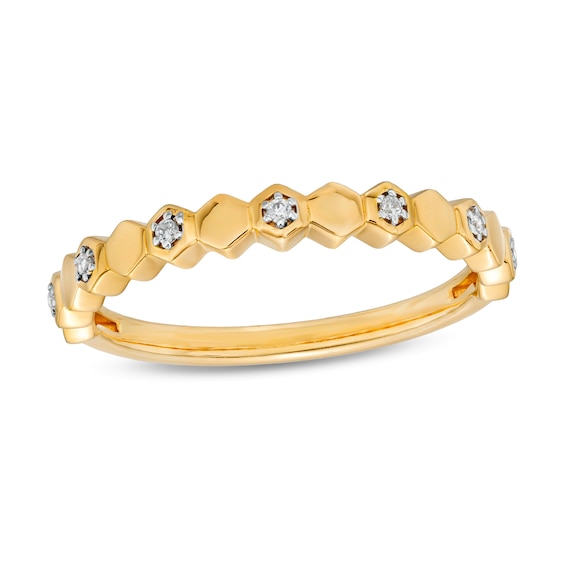 1/20 CT. T.w. Diamond Alternating Honeycomb Ring in 10K Gold