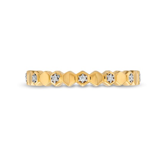 1/20 CT. T.w. Diamond Alternating Honeycomb Ring in 10K Gold