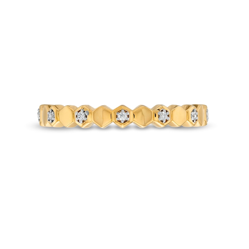 Main Image 4 of 1/20 CT. T.W. Diamond Alternating Honeycomb Ring in 10K Gold