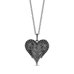 Enchanted Disney Villains Maleficent 1/6 CT. T.W. Black Diamond Heart and Wings Pendant in Sterling Silver