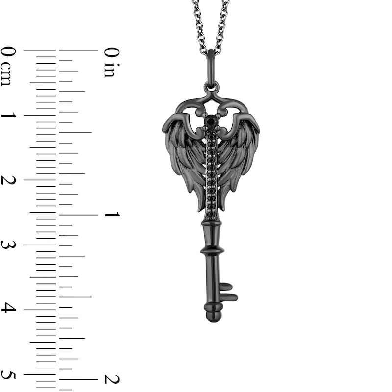 Main Image 3 of Enchanted Disney Villains Maleficent 1/10 CT. T.W. Black Diamond Key Pendant in Sterling Silver - 19"