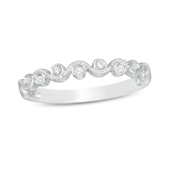 1/15 CT. T.w. Diamond Cascading Bubbles Ring in 10K White Gold