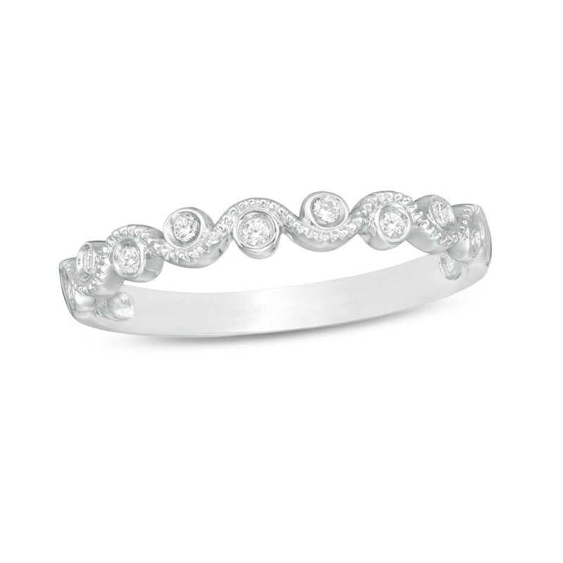 Main Image 1 of 1/15 CT. T.W. Diamond Cascading Bubbles Ring in 10K White Gold