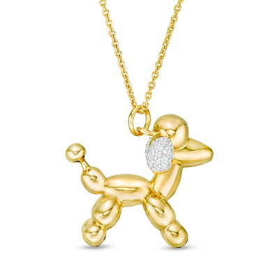 1 20 Ct T W Diamond Balloon Poodle Pendant In Sterling Silver With 14k Gold Plate Zales - Sterling Silver Balloon Dog Pendant 1 20 Ct T W Diamond Balloon Poodle Pendant In Sterling Silver With 14k Gold Plate Zales - Sterling Silver Balloon Dog Pendant