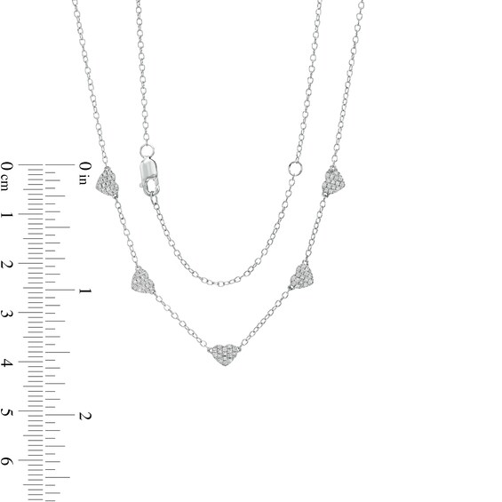 1/8 CT. T.w. Diamond Heart Station Necklace in 10K White Gold - 19"