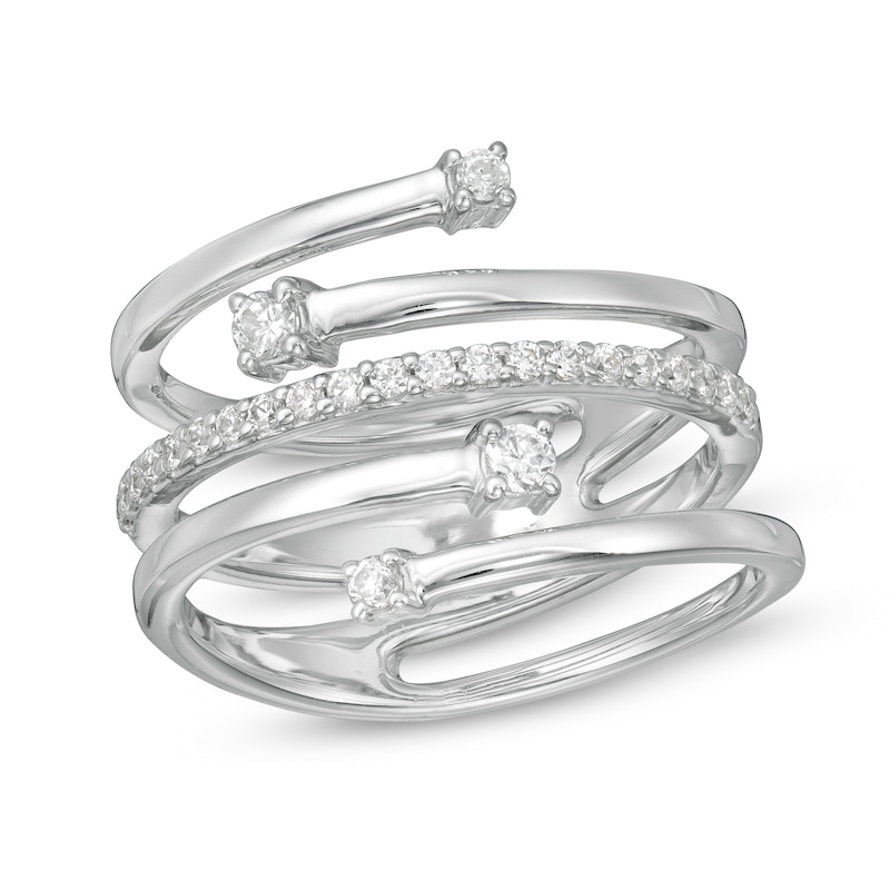 Main Image 1 of 1/3 CT. T.W. Diamond Open Orbit Wrap Ring in 10K White Gold - Size 7