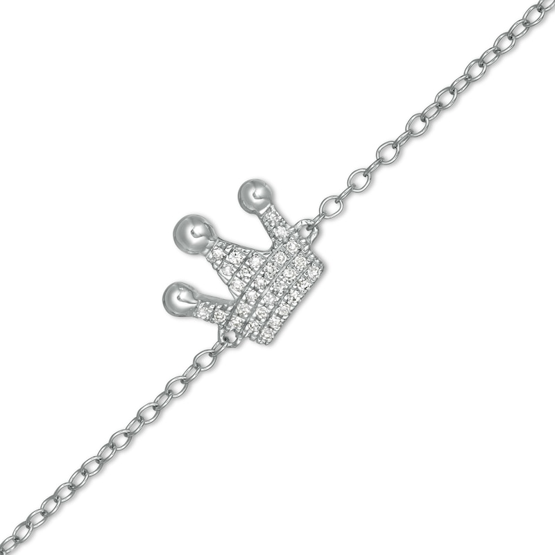 1/20 CT. T.W. Diamond Crown Anklet in Sterling Silver - 10"