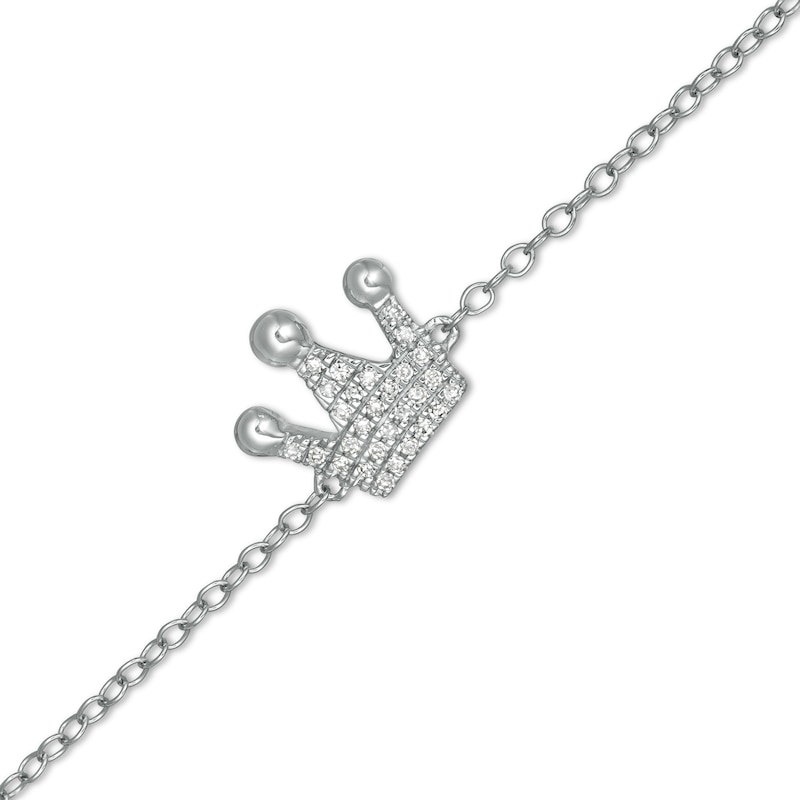 Main Image 1 of 1/20 CT. T.W. Diamond Crown Anklet in Sterling Silver - 10"