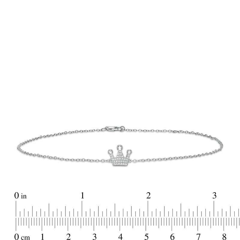 Main Image 4 of 1/20 CT. T.W. Diamond Crown Anklet in Sterling Silver - 10"