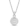 Thumbnail Image 1 of 1/5 CT. T.W. Baguette Composite Diamond Frame Vintage-Style Pendant in 10K White Gold