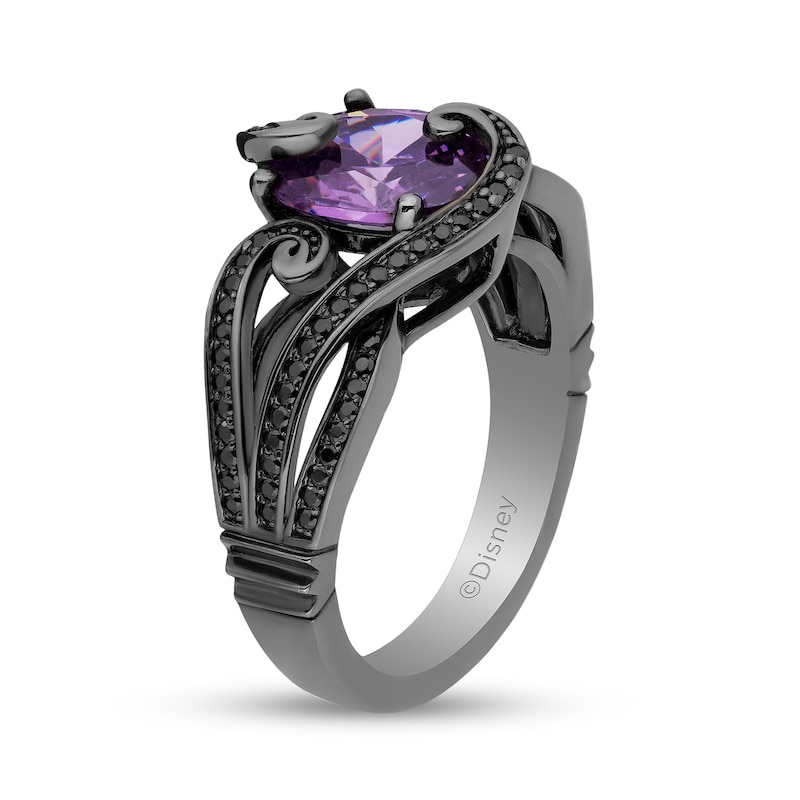 Main Image 2 of Enchanted Disney Villains Ursula Oval Amethyst and 1/4 CT. T.W. Black Diamond Ring in Sterling Silver