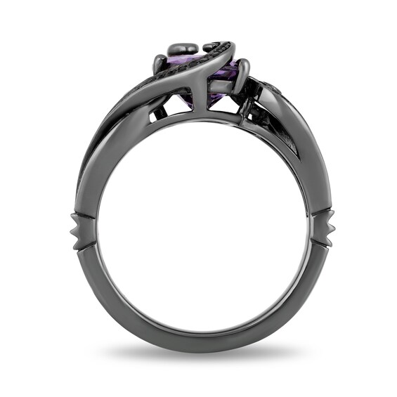 Enchanted Disney Villains Ursula Oval Amethyst and 1/4 CT. T.w. Black Diamond Ring in Sterling Silver