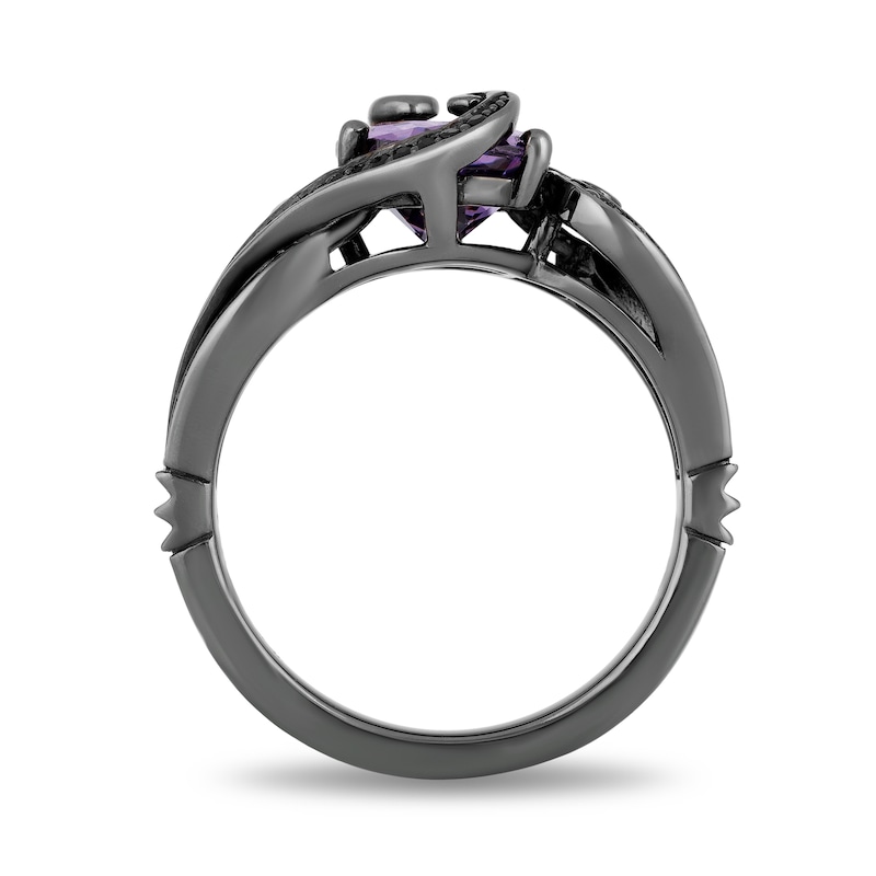 Main Image 3 of Enchanted Disney Villains Ursula Oval Amethyst and 1/4 CT. T.W. Black Diamond Ring in Sterling Silver