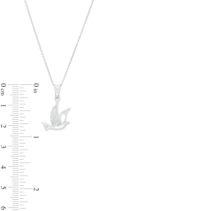 Main Image 3 of 1/20 CT. T.W. Diamond Flying Dove Cutout Pendant in Sterling Silver