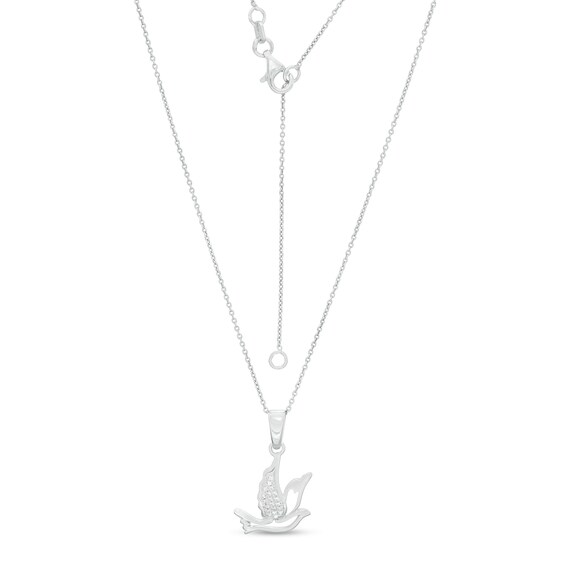 1/20 CT. T.w. Diamond Flying Dove Cutout Pendant in Sterling Silver