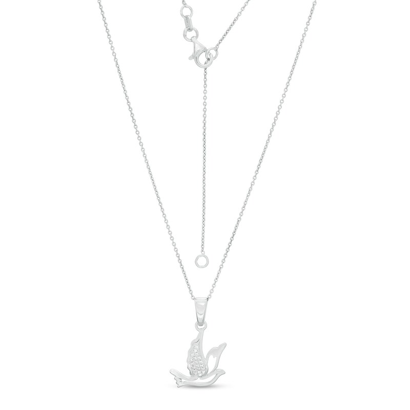 Main Image 4 of 1/20 CT. T.W. Diamond Flying Dove Cutout Pendant in Sterling Silver