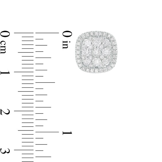 1 CT. T.w. Composite Diamond Cushion Frame Stud Earrings in 10K White Gold