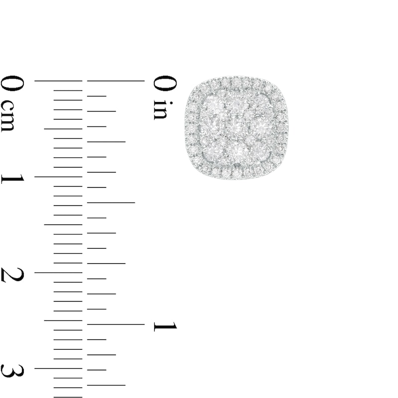 Main Image 3 of 1 CT. T.W. Composite Diamond Cushion Frame Stud Earrings in 10K White Gold