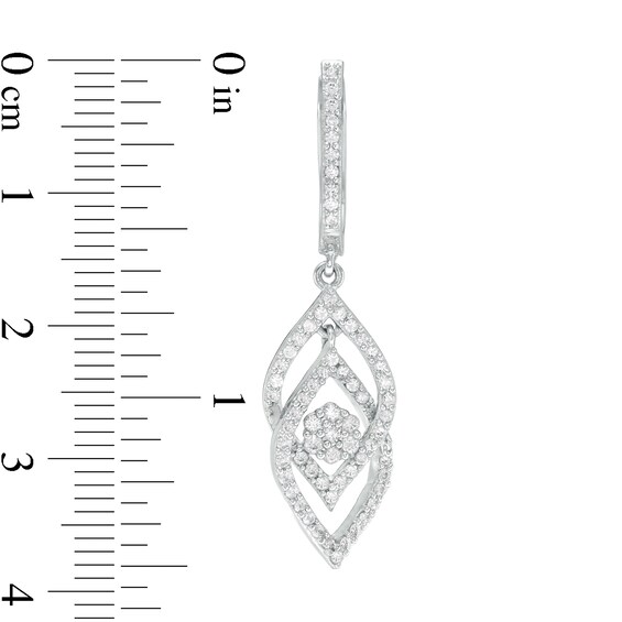 3/4 CT. T.w. Composite Diamond Double Flame Drop Earrings in 10K White Gold
