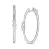 Thumbnail Image 1 of 5/8 CT. T.W. Composite Diamond Three Stone Hoop Earrings in 10K White Gold