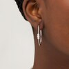 Thumbnail Image 2 of 5/8 CT. T.W. Composite Diamond Three Stone Hoop Earrings in 10K White Gold