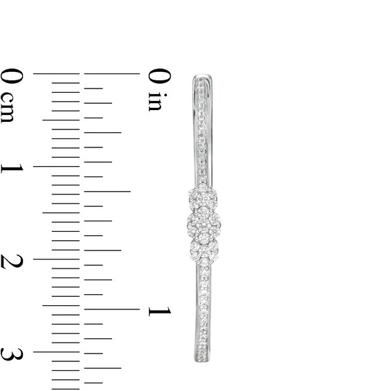 5/8 CT. T.w. Composite Diamond Three Stone Hoop Earrings in 10K White Gold