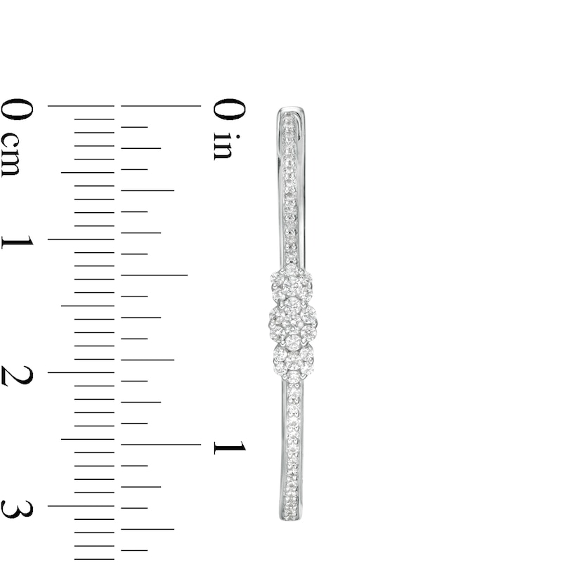 5/8 CT. T.W. Composite Diamond Three Stone Hoop Earrings in 10K White Gold